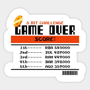 Gaming 8 Bit Challenge - Game Over Sticker